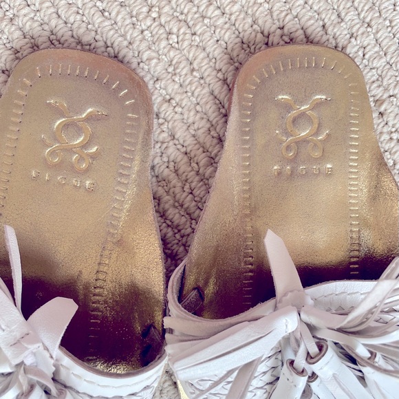 FIGUE Leather Slide Sandals White/Gold Size 6 - Picture 7 of 9